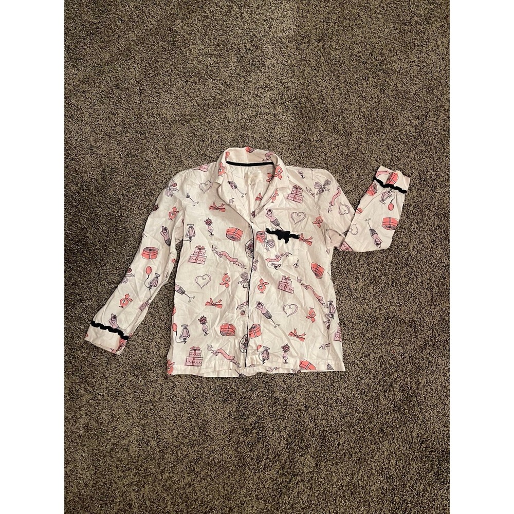 Victorias Secret Girly Glam Fashion Paris Pajama Flannel Top Loungewear Sleepwea